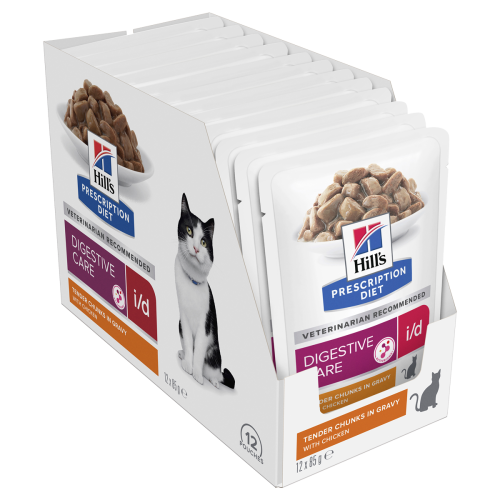 Hills Prescription Diet Cat i d Digestive Care Chicken cat pouch 85g X 1 Box My Vet New Zealand s Largest Online Pet Pharmacy