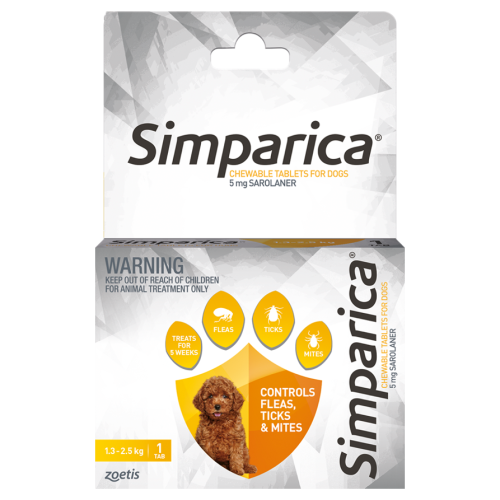 Simparica Flea Puppies 1.3 2.5kg Yellow SINGLE My Vet New Zealand s Largest Online Pet Pharmacy