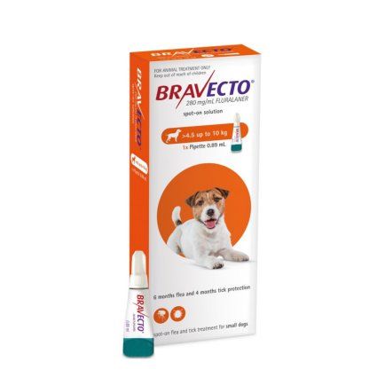 Bravecto  SPOT ON  solution for small dogs (4.5-10 kg) orange