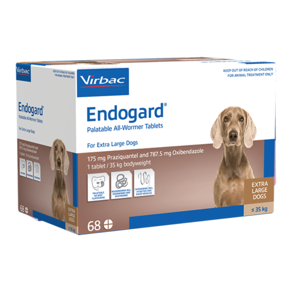 Endogard for extra large dogs up to 35kg | Box of 68 tablets