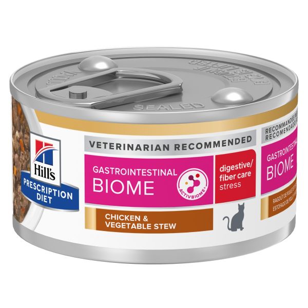 Hill's Prescription Diet Gastrointestinal Biome Stress Chicken & Vegetable Stew Canned Wet Cat Food (24 Cans x 82g)