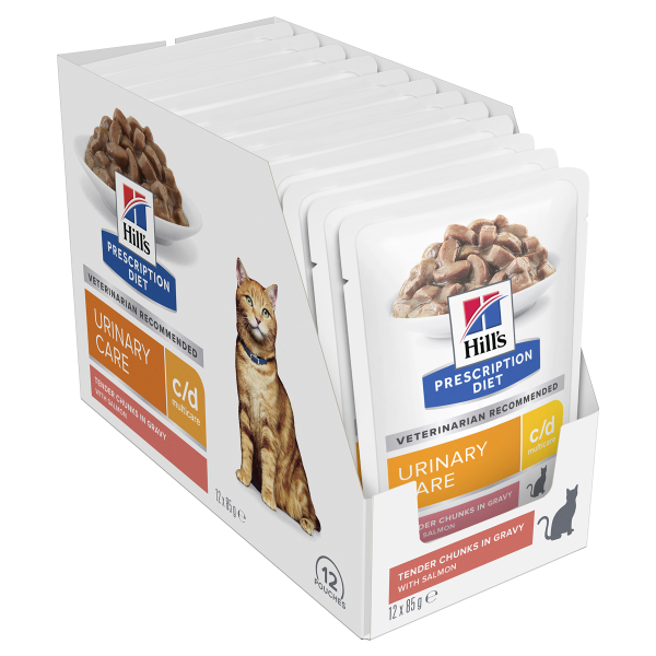 Hills Prescription Diet Cat c/d Urinary Care Salmon Cat pouch 85g  X 1 Box