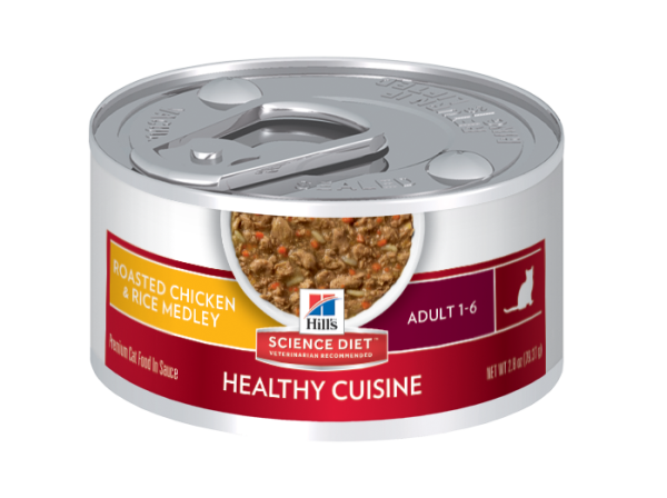 Hills Cat Adult Healthy Cuisine Roasted Chicken & Rice Medley Tin (79g X 24)