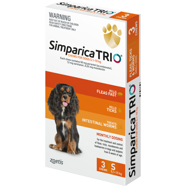 Simparica TRIO Small Dog 5.1-10kg 3 Pack 