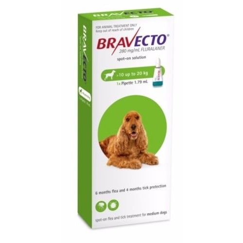 Bravecto  SPOT ON  solution for medium dogs (10-20 kg) green 