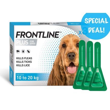 Frontline Plus for Medium Sized Dogs 10-20kgs 3 x 3 packs Bulk Deal