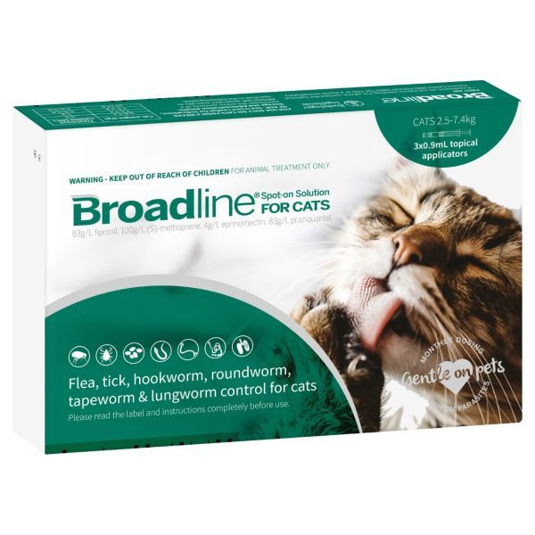 Broadline Flea & Worm for Cats  2.5-7.5kg (3-pack size)