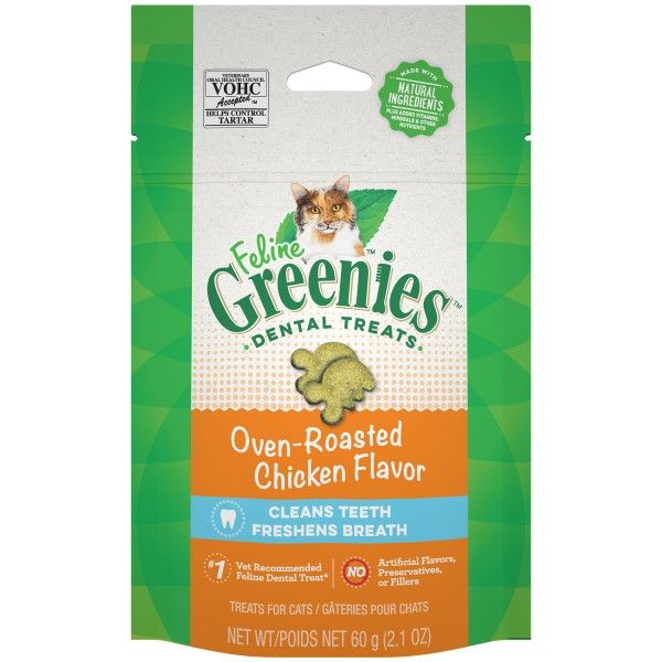 Greenies Feline Chews - Oven Roasted Chicken 60g size