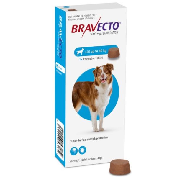 Bravecto 1000mg Chewable Tablet for Large Dogs  20-40kg 