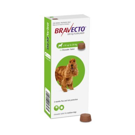Bravecto 500mg Chewable Tablet for Medium Dogs  10-20kg 