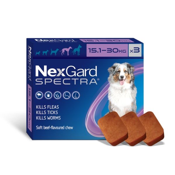 Nexgard Spectra Large dog 15.1-30kg 3 pack  ( NO FREE SINGLES LEFT ) 